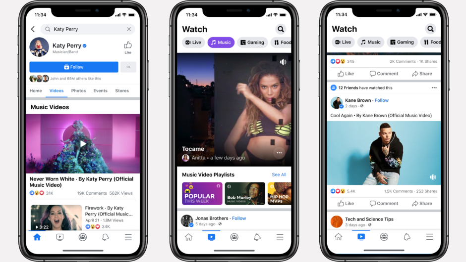 Facebook has added official music videos to the new challenge to YouTube