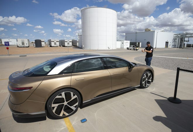 First Lucid Group luxury electric vehicles roll off creation line at Casa Grande processing plant