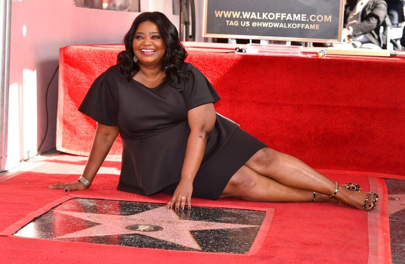 A star was given to Octavia Spencer on the Hollywood Walk of Fame, with Aubie present